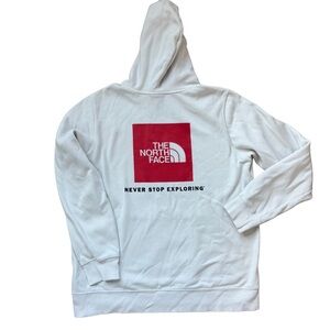 The North Face White Hoodie with Red Logo